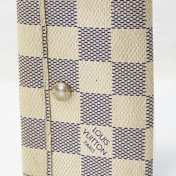 Authentic LOUIS VUITTON 6 Key Ring Damier Azur Canvas Holder Case #49847H